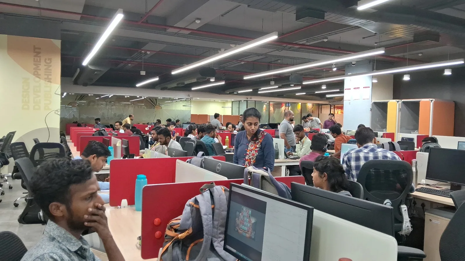 Team working at desks in a software development office
