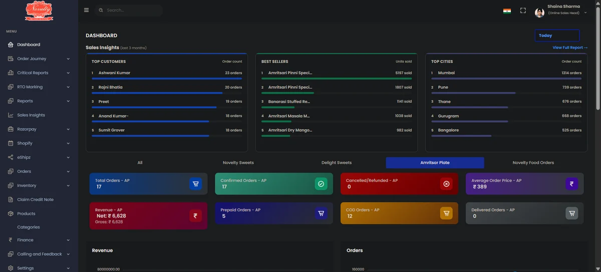 Order Tracking System screenshot built by Veenus Mind Media