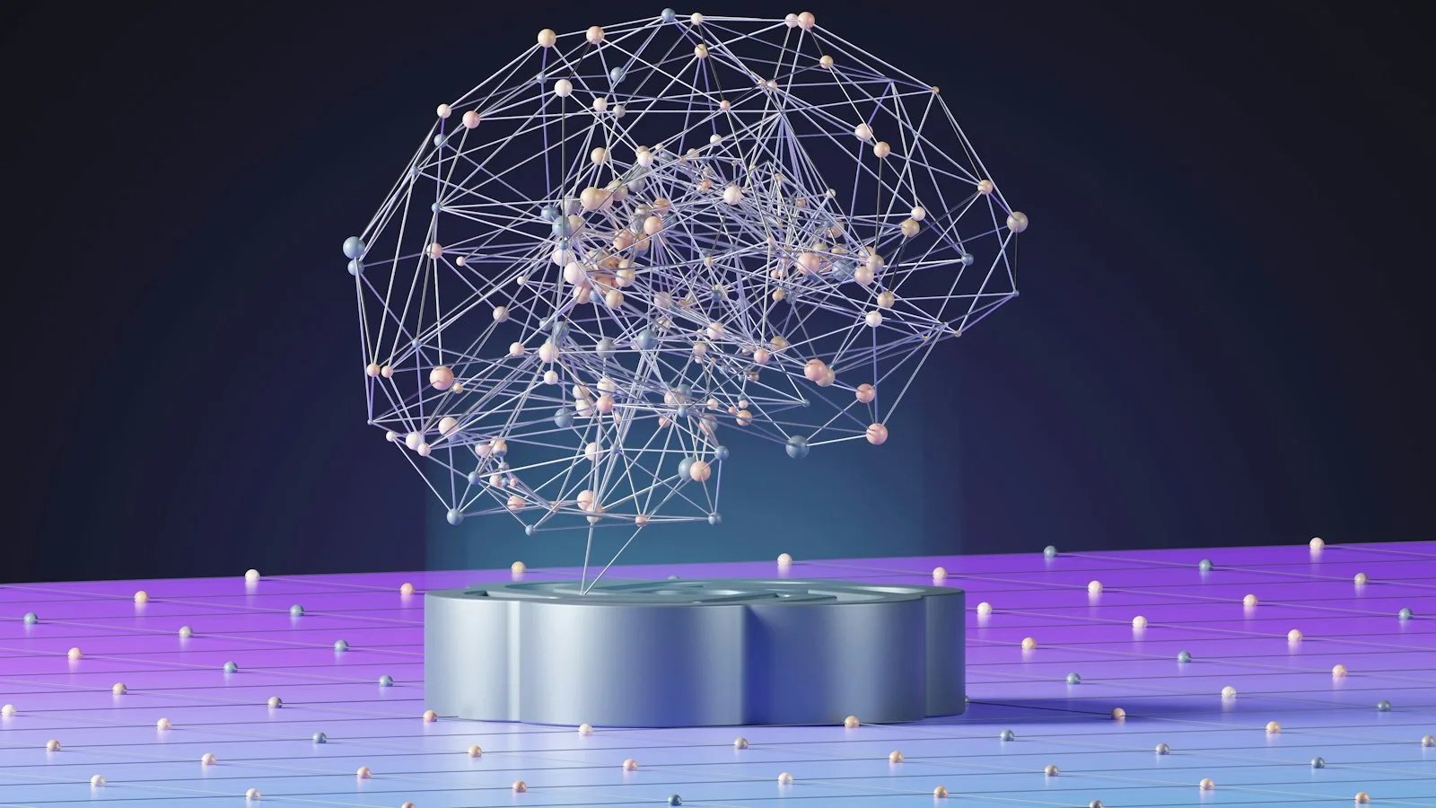Glowing network visual representing artificial intelligence